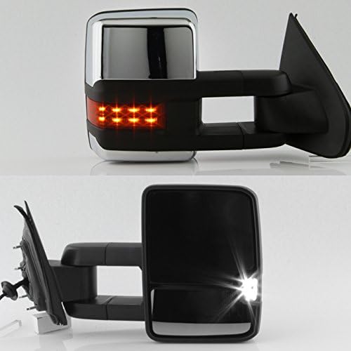Miniatura 8 de AKKON - Para Silverado 14-20 Silverado Amber Extensible Towing Power Heated Función Espejos Laterales Set Par con Cubierta Cromo