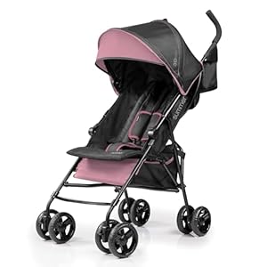Summer by Ingenuity 3D Mini Convenience Stroller – Lightweight Stroller with Compact Fold, Multi-Position Recline, Canopy with Pop Out Sun Visor and More – Umbrella Stroller for Travel, Pink
