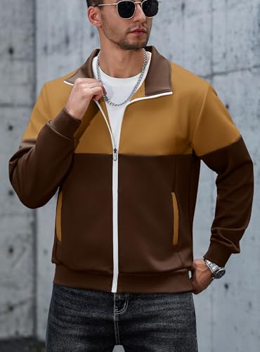 Image of HYPESTFIT Men's Retro Track Jackets, Relaxed Fit | Lightweight men's casual jacket ideal for spring & fall, running and daily athletic wear