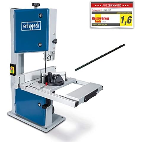 Scheppach Bandsäge HBS261 inkl. 2. Sägeband | Durchlasshöhe 120mm | 2 Schnittgeschwindigkeiten 660/960 m/min | Tischverstellung 0-45° | inkl. Querschneidlehre und Parallelanschlag Cover