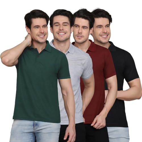 INKKR Combo de camiseta para hombre, Verde, gris, granate, negro, 48