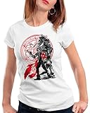 style3 Edward + Alphonse Camiseta para Mujer T-Shirt Fullmetal Japan Anime Cosplay Roy Brotherhood, Talla:
