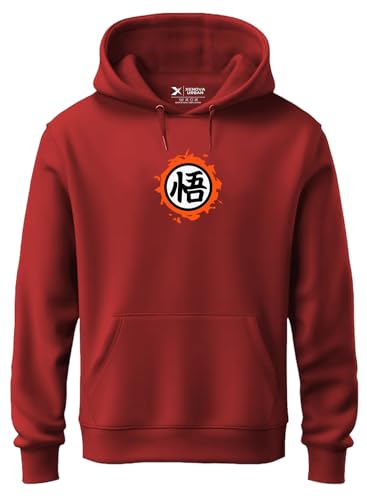 Image of XENOVAURBAN Anime Hoodie | Unisex Fit Cotton Fleece | Graphic Printed Pullover Hooded Sweatshirt - HOPU-FB-DBZ-RED-2XL