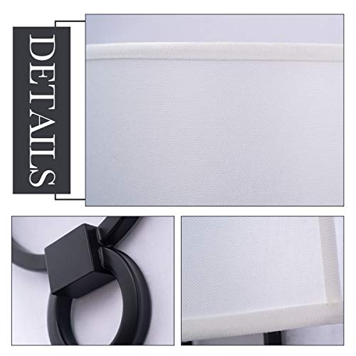 VILUXY Modern Wall Sconces Bedside Wall Sconce Lighting Fixture with White Fabric Shade for Bedroom, Hallway, Entryway, Passway, Bathroom, Vanity 2 Pack - Thumbnail 3