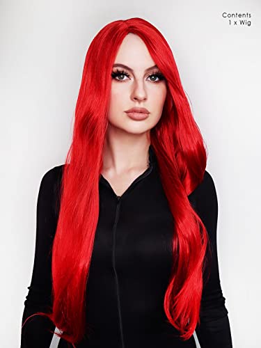 Image of ALLAURA Compatible with Dark Phoenix Wig for X-men Cosplay |Realistic Long Red Hair Fits All for Women Men - Jean Grey Anime Marvel & Fantasy Wigs
