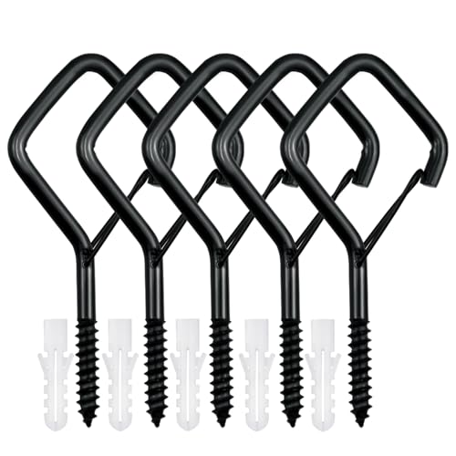 5 PCS Black Eye Screw Hooks.4 Inch Ceiling Hooks For