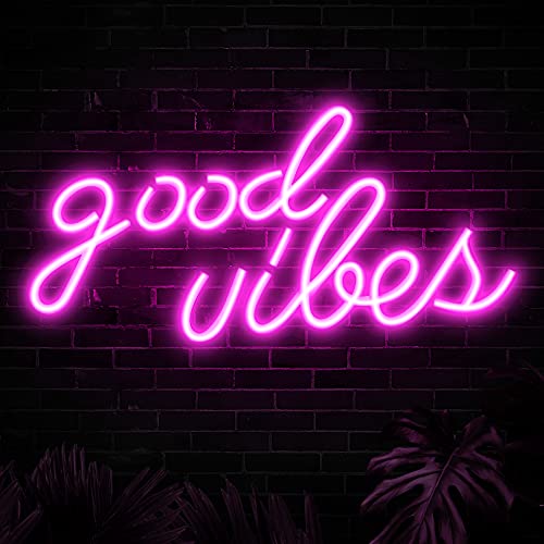 Olekki Pink Good Vibes Neon Sign - Neon Lights For Bedroom, Led Neon Signs For Wall Decor (16.1 X 8.3 Inch) #TOP7