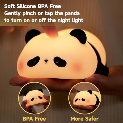 Lámpara de mesa nocturna led recargable panda de silicona miniatura 3