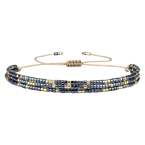 Image of KELITCH Adjustable Multi Strand Bracelets Colorful Miyuki Seed Beads Wrap Bracelets Bangle Women Jewelry