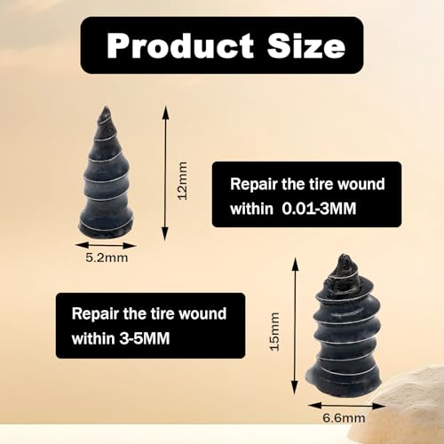Image of 40 PCS Tire Repair Rubber Nail, Rubber Screw Tire Plugs Self-Service Vacuum Tire Repair Nail Kit Tires Quick Puncture Repair Tools or Car, Truck, Motorcycle