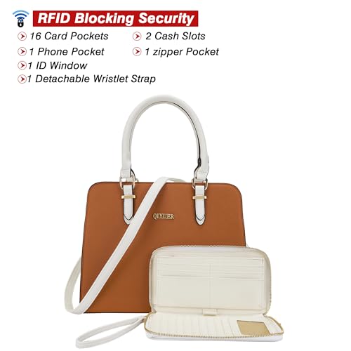 Image of Qiyuer Satchel Purses For Women Handbag And Wallet Set Tote Bag | Premium Vegan Leather,Matching Wallet,RFID Blocking,Work,Casual