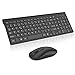 Clavier Souris sans Fil, Ultra-Fins Silencieux AZERTY Français Clavier et Compacte Portable Ergonomique Souris Combo, Connexion 2.4 GHz, pour PC/Portable/Ordinateur/Laptop/TV (Noir)
