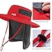 BASSDASH UPF 50+ Sun Fishing Hat Water Resistant with Detachable Neck Flap Red