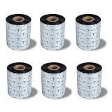 6 rotoli di nastro a trasferimento termico in cera migliorata, 83 mm x 450 m, nero, per stampante di codici a barre industriali, compatibile con Zebra, TSC, GoDex, Citizen, 1" Core