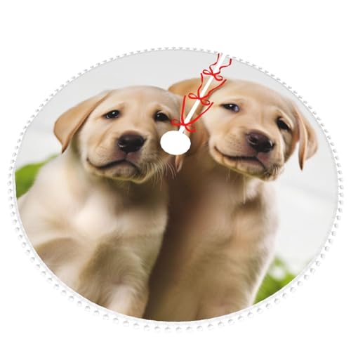 Jupe de sapin Labrador avec pompons 122 cm pour décor de Noël - 4