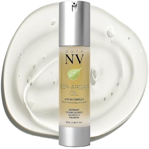 Pure NV Ker-Argan Oil | Keratin & Argan Infused Hair Serum for Frizz Control, Shine, Repair & Heat Protection | Lightweight, Non-Greasy Smoothing Oil for Dry, Damaged, Color-Treated Hair