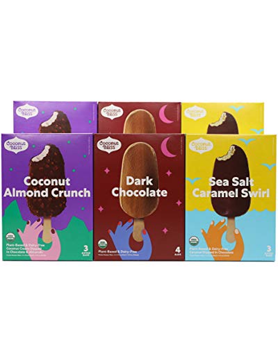 Coconut Bliss Non-Dairy Frozen Ice Cream Bars | Organic, Dairy Free, Vegan Ice Cream Bars Dessert | 3 Flavor Variety | Soy Free, Plant-Based, Non-GMO | Made with Coconut Milk, 6 Count (Frozen)