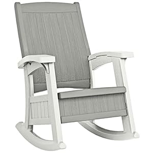 Suncast Outdoor Patio Rocking Chair with Under-Seat Storage, Stylish Faux Wood Outdoor Rocker for Patios, Dove Gray Suncast Outdoor Patio Rocking Chair with Under Seat Storage Stylish Faux Wood Outdoor Rocker for Patios Dove Gray