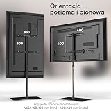 ONKRON Stojak podłogowy do telewizora od 30" do 60" do 41 kg - Stojak TV z regulacją wysokości i obrotowy - Uniwersalny stojak pod telewizor VESA - Stojak TV ze szkła w kolorze czarnym TS5065-B