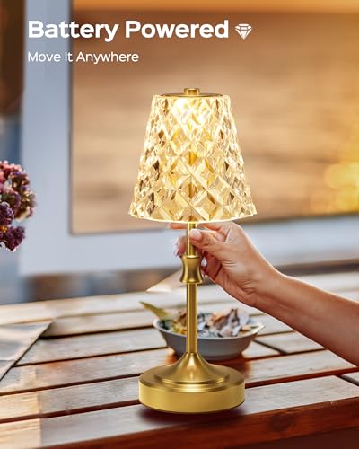 Jackyled JKTL01-7005403C Crystal Cordless Table Lamp, 3 Colors Dimmable Vintage Lamp, 5400Mah Battery Operated Rechargeable, Wireless Portable Lamp For Bedroom Living Room Kitchen thumb #6