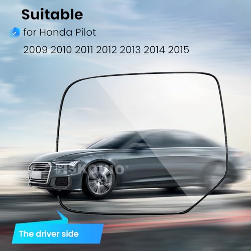 Driver Side Mirror Replacement Glass for Honda Pilot 2009-2015, Backing Plate Power Heated Left Side View Mirror Glass for Honda Pilot 2009 2010 2011 2012 2013 2014 2015 by SKOUIO - Used condition - Image 2