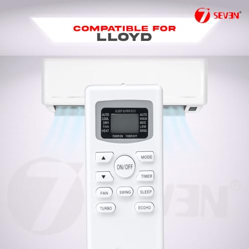 Image of 7SEVEN Compatible with Lloyd AC Remote Control Model 116 Suitable for 1 1.5 2 Ton Split and Window Air Conditioner - Match Each Key by Key Exactly with Existing AC Remote Function