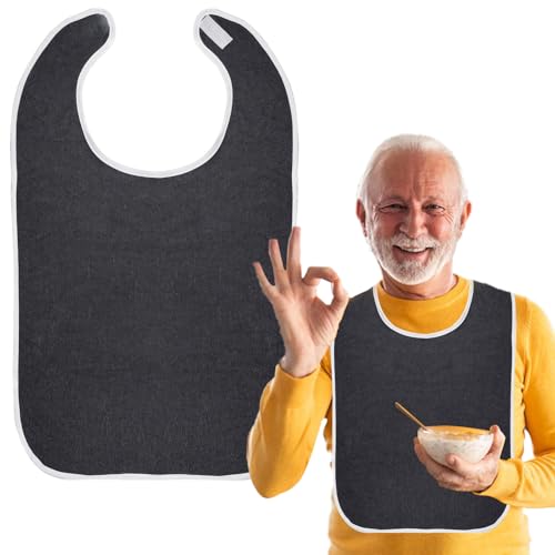 Yuanchu - Yuanchu Adult Bibs, Adult The Eldly Bib Adult Washable Dining Bibs for Elderly Dementia Aids Bibs for Adults Mealtime Bib Clothing Protector for Elderly Men Women Adult Bibs for Elderly Washable(Gray)