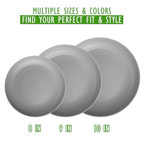 Image of 9In Outdoor Plates, 6PCS Wheat Straw Picnic Plates Reusable,Grey