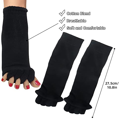 Klmnop Women Toe Separator Socks Yoga Sports GYM Foot Alignment Pain Massage Toeless Socks 1 Pair2