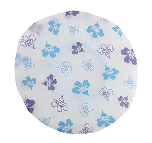 Nunubee Cuffia da doccia impermeabile spessa da bagno Cuffia da doccia per trucco da bagno Cappello da cucina in PVC 10.2 Inch, Set di 2 - Fiori