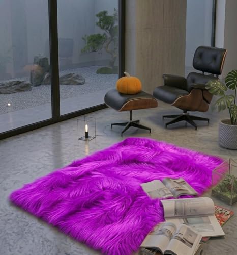 Image of Prokart Soft Faux Fur Fabric Cloth - 60 Inch Wide Pana | Fur Fabric Decorative Cloth for Crafting Soft Toys, Fancy Dress, Baby Photoshoot, Wedding Mandap & Party Decor (Purple, 3 Mtr)