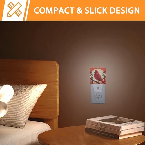 Image of Red Cardinal Night Light,Night Lights Plug into Wall with Dusk to Dawn Sensor,Lamp for Bedroom Bathroom Hallway Nightlight for Women Girls