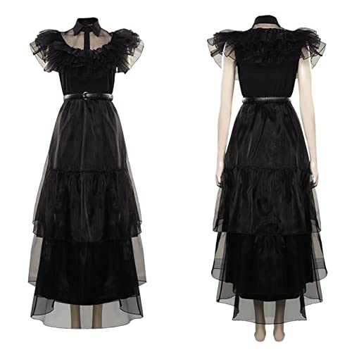Wensday Addams Cosplay,Miércoles Addams Vestido, Miércoles Addams Vestido Familiar para Mujer Vestido Disfraz De Halloween Cover