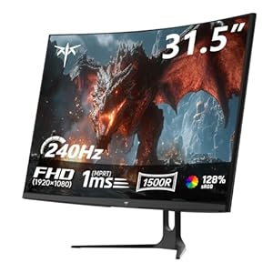 KTC Gaming Monitor 32 Zoll Curved | FHD 240Hz | 1ms MPRT | VA Panel 1500R | HDR10 | 5000:1 Kontrast | AMD FreeSync, Flicker-Free | sRGB 128% Wide Color Gamut | HDMI 2.0/DP 1.4 | VESA-Mount | H32C5