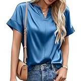 【Material】Dieses Satin Shirt Damen Elegant besteht aus 95 % Polyester und 5 % Elasthan, ist leicht und kühl und angenehm zu tragen.