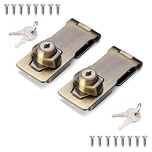 2 Packs Keyed Hasp Locks Twist Knob Keyed Locking Hasp