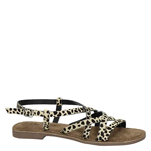 Lazamani Sandalo in Suede Animalier con Fasce MOD
