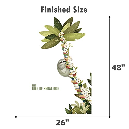 Rofarso Large Tree Sloth Books Vinyl Wall Stickers Removable Pvc Wall Decals Art Decorations Decor For School Library Bedroom Living Room Murals #TOP4