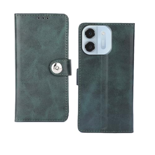 Image of amazon basics Ai+ Pulse 2 5G Flip Cover | Card Pockets Wallet & Stand | Flip Cover for Ai+ Pulse 2 5G (Green Button)