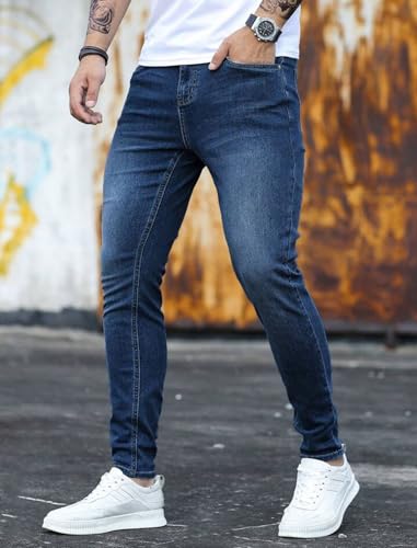 HUNGSON Skinny Jeans for Men Stretch Slim Fit Ripped Distressed2