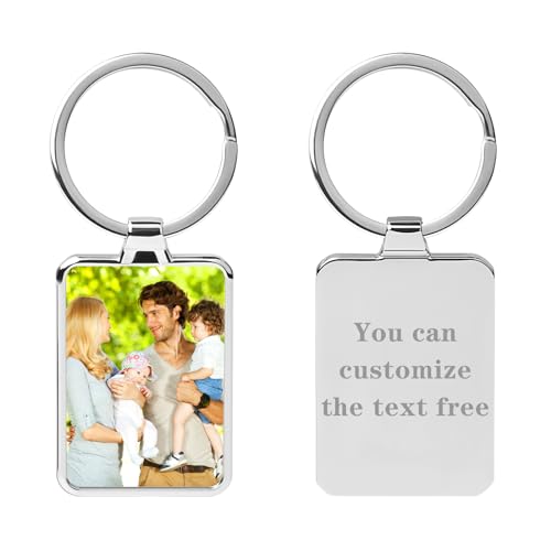 HYPERFOLD Double Side Custom Keychain with Picture Personalized Engraving Photo Text Customized Gifts for Men Boyfriend (Rectangle)