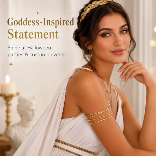 Image of Long tiantian Gold Arm Cuff Upper Arm Armband Greek Goddess Costume Jewelry