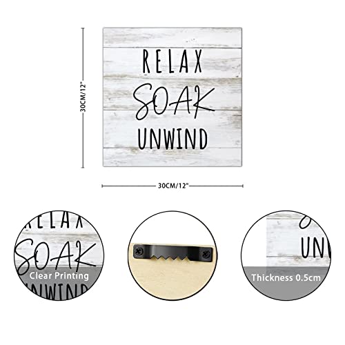 Panneau mural en bois Relax Soak Unwind pour sdb chaleureuse