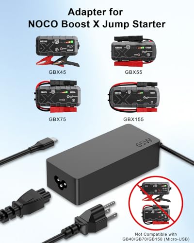 65W USB C Charger Compatible with NOCO Boost X Series GBX45 GBX55 GBX75 GBX155 & Boost Air AX65 UltraSafe Jump Starter U - Additional View