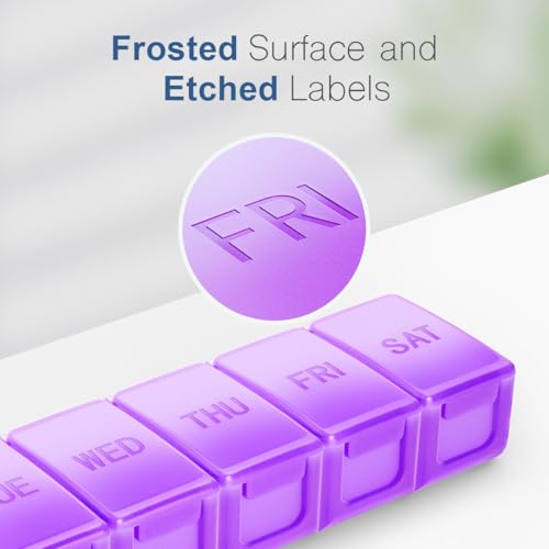 Image of Extra Large Pill Organizer Weekly, KAPENS Daily Pill Case Box Large Capacity Compartments, 7 Day Pill Containers for Medicine Supplements Vitamin Fish Oil, Purple
