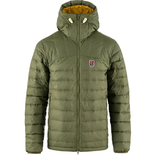 Image of Fjällräven Expedition Pack Down Hoodie Jacket Men's Winter Insulated Coat, Green-Mustard Yellow, XXL