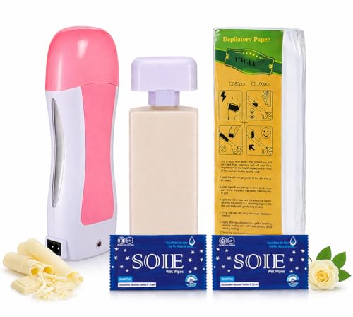 Image of Hair Removal Wax Kit Wax Heater Machine Roll on Hair Removal Wax Kit Wax Heater machine,Refill Cartridge Strips With Wipes Waxing kit for Women Waxkit (wax Roller Heater Machine Combo) (6)