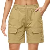 Jessie Kidden Womens Stretch Cargo Hiking Shorts Quick Dry Elastic Waist 7' Casual Shorts for Women (2105 Khaki M)