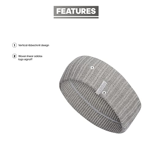 Adidas Women's Linear Knit Headband, Heather Light Grey/Clear Onix Grey/Grey F21, One Size #TOP1