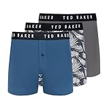 Ted Baker Men's 3 Pack Cotton Blend Boxer Brief, Navy/Grey, Large